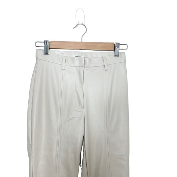 NWT Jason Wu XS Vegan Faux Leather Neutral Split Leg Trousers - Picture 4 of 10
